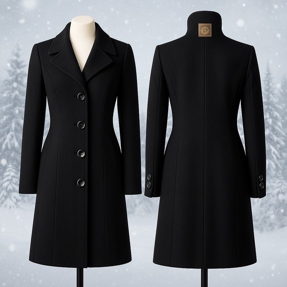 Anne Klein Jackets & Blazers - Anne Klein Wool Blend Long Coat Black Button Front Winter‎ Dressy Classic Size 2
